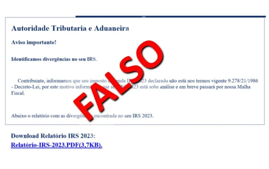 Alerta de fraude fiscal do IRS
