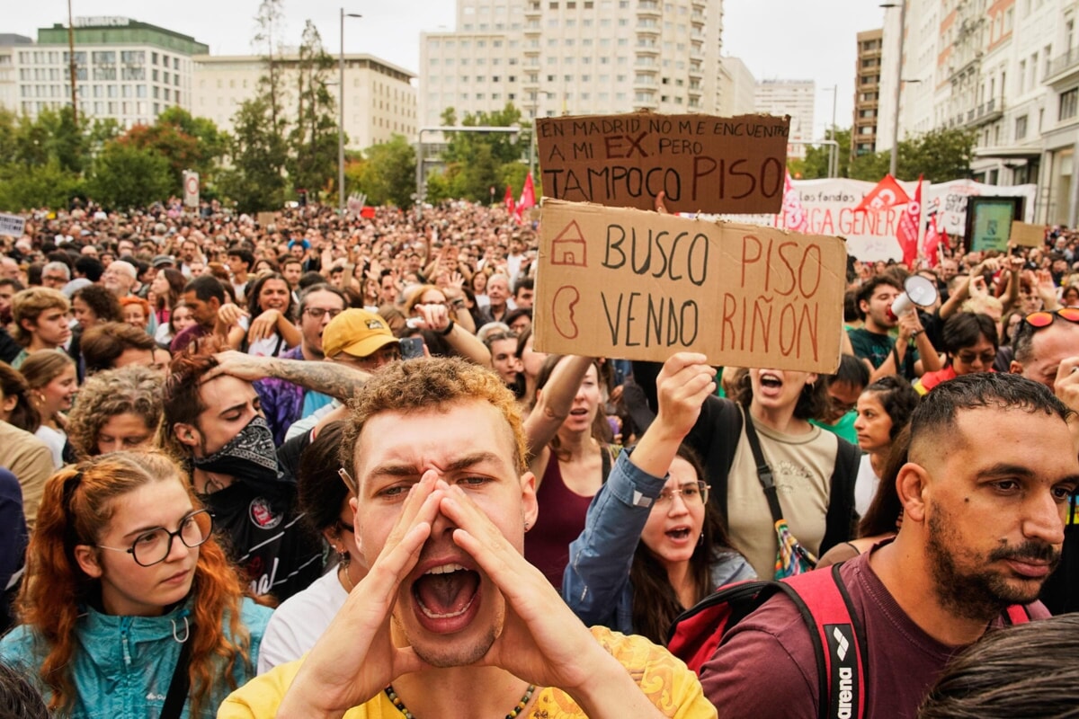 A marcha de protesto em Madrid. Foto LaPresse A marcha de protesto em Madrid. Foto LaPresse
